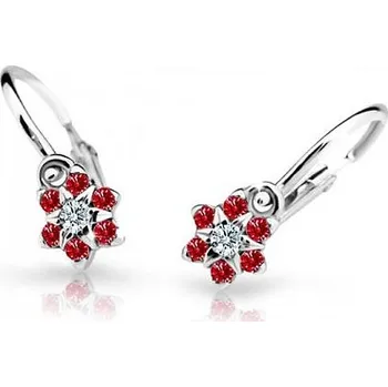 Náušnice Cutie Kids Jewellery c2152-10-40-x-2 Dětské náušnice z bílého zlata na brizuru Cutie kytičky C2152 Ruby Dark – zlatý šperk ryzosti 585/1000 v Dárkovém balení s Certifikátem GBEWRB-00265