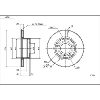 Brzdová destička BRZ.KOTOUČ /P/ BMW 5 E39 HART 215 284