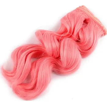 Vlasy pro panenku S 25cm, vlnité - č. 4 růžové