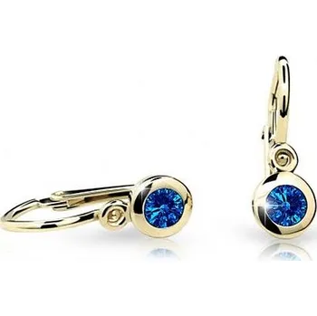 Šperk Cutie Kids Jewellery c1537-10-60-x-1 Zlaté dětské náušnice na brizuru Cutie C1537 Dark Blue – zlatý šperk ryzosti 585/1000 v Dárkovém balení s Certifikátem GBEYT-00137