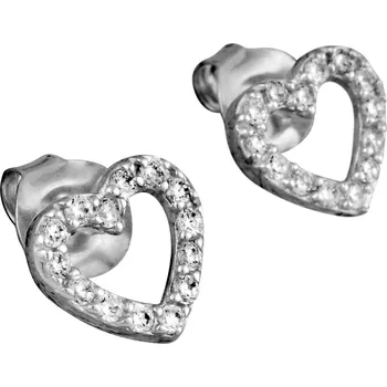 Náušnice Stříbrné náušnice srdce se zirkony Ag 1,3 g