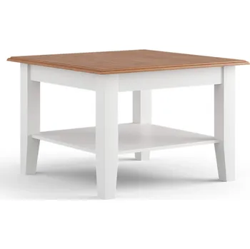 Konferenční stolek KATMANDU Malý konferenční stolek Belluno Elegante, bílá, medový dub, masiv, rozměr 48x70x70cm