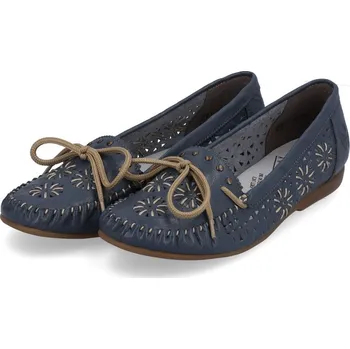Dámské mokasíny Dámské kožené mokasíny L6396-12 Rieker modrá Barva: blau, Velikost: 41