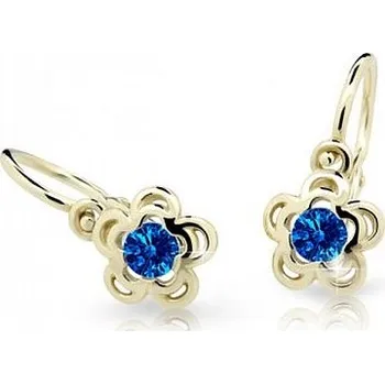 Náušnice Cutie Kids Jewellery c2204-10-60-x-1 Dětské náušnice na brizuru Cutie kytičky C2204 Dark blue – zlatý šperk ryzosti 585/1000 v Dárkovém balení s Certifikátem GBEYT-00297