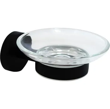 Mýdlenka DARK: Mýdlenka skleněná s čirým sklem, ČERNÁ LESKLÁ