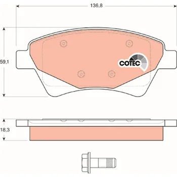 Brzdová destička Sada brzdových destiček, kotoučová brzda TRW GDB1597