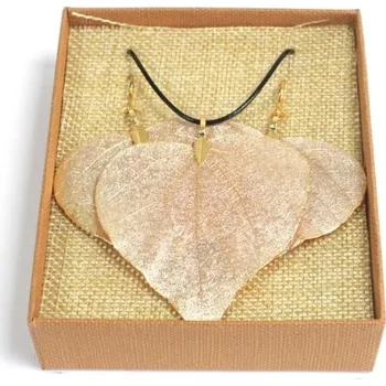 Souprava šperků AWM, Ltd, S3 8AL Set - náhrdelník a náušnice - srdcové listy - Zlaté