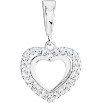 Přívěsek GEMMAX Original – garance kvality Přívěsek Srdíčko z bílého zlata se zirkony – zlatý šperk ryzosti 585/1000 v Dárkovém balení s Certifikátem GLPWB-01026