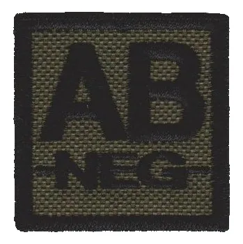 Nášivka NAVYS Označení krevní skupiny AB- velcro suchý zip 4x4 bojová B-46