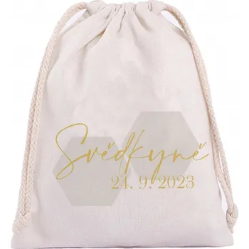 Dárková taška Bavlněný pytlík BUDEŠ MÁ SVĚDKYNĚ? HEXAGON Barva: Bílá, Velikost pytlíku: 15 X 20 cm