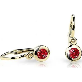 Náušnice Cutie Kids Jewellery c1537-10-40-x-1 Zlaté dětské náušnice na brizuru Cutie C1537 Ruby Dark – zlatý šperk ryzosti 585/1000 v Dárkovém balení s Certifikátem GBEYRB-00136