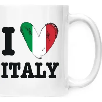 Hrnek malý bílý s potiskem I love Italy