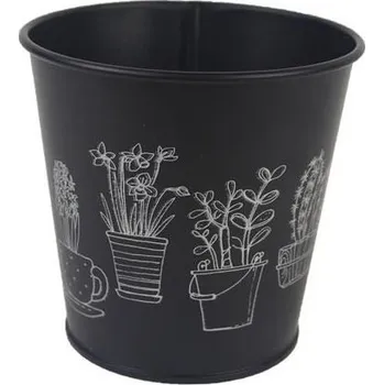 Květináč Květináč plech černá / kytky 14cm
