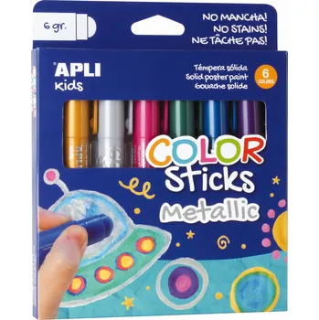 Vodová barva Temperové barvy suché Apli, 6 metalických barev