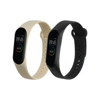 2x Náramek pro Xiaomi Mi Band 4 - černá, béžová