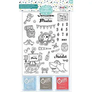 Hračka Aladine Dětská razítka Aladine Stampo Birthday, 30 ks - Piráti