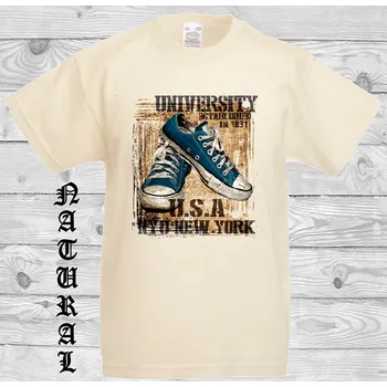 Dívčí tričko detske-levne-bavlnene-tricko-potisk-americke-tenisky Barva: Natural - přírodní, velikost: 140