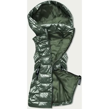 Dámská vesta Lesklá zelená dámská vesta s kapucí (B8019-10) odstíny zelené XXL (44)