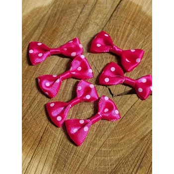 Stuha Saténová mašlička s puntíky 20x40 mm pink