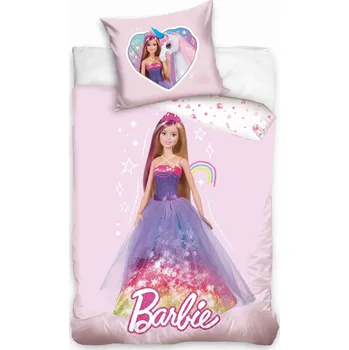 Povlečení Carbotex Barbie princezna 100 x 135, 40 x 60 cm zipový uzávěr