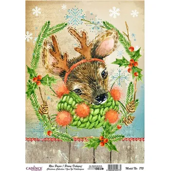 Umělecký papír Cadence Rýžový papír Cadence, A4 - Vánoční kolekce, srneček se šálou