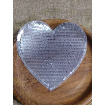 Nášivka Velká aplikace srdce s oboustrannými flitry