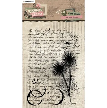 Razítko Studio Light Gelové razítko Studio Light "Nature's Dream", 13,8x19,8 cm - Písmo a bodlák