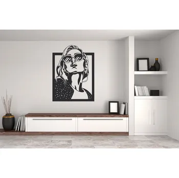 Samolepící dekorace Lepy.cz Samolepka na zeď Portrét - Žena Velikost (šířka x výška): 60x81cm, Barevná varianta: Tmavě modrá