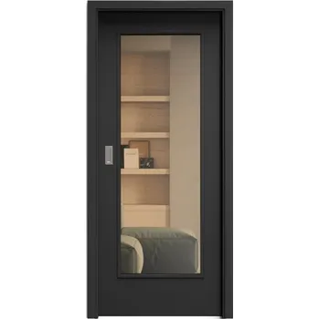 Interiérové dveře SAPELI ELEGANT KOMFORT M40 - CPL LAMINÁT - POSUVNÉ DVEŘE VČ. ZÁRUBNĚ - Černá grafit Průchozí šířka (cm): 70, Průchozí výška (cm): 197, Typ skla: Planibel bronz