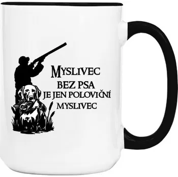Hrnek velký barevný s potiskem Poloviční myslivec bez psa