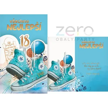 Přání s textem narozeninové otočné + obálka - tenisky