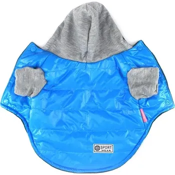 Obleček pro psa Hřejivá psí bunda s kapucí - modrý,18