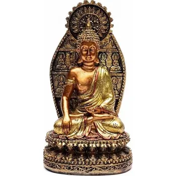 Buddha dotýkající se země na lotosovém květu thajská soška 18 cm cca 18 cm