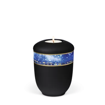 Smuteční dekorace Keramická miniurna Van Gogh - Hvězdná noc/Černá