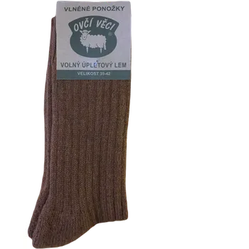 Dámské ponožky Ovčí Věci Tradiční ponožky Sibiřky z ovčí vlny merino camel (hnědá) - Volný lem, Velikost EU 39 - 42