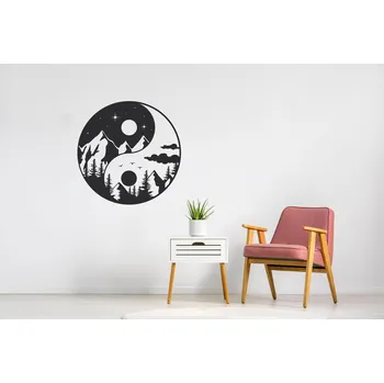 Samolepící dekorace Lepy.cz Samolepka na zeď Yin a yang - Den a noc Velikost (šířka x výška): 75x75cm, Barevná varianta: Světle modrá