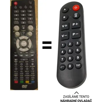 Dálkový ovladač Venturer Combo TV+DVD 15´lcd/dvd 206CE náhradní dálkový ovladač pro seniory.