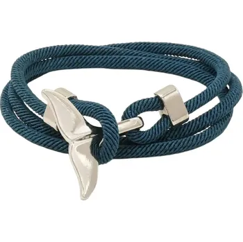 Náramek Náramek Velrybí ploutev Stříbrná B0471, Barva petrolejová