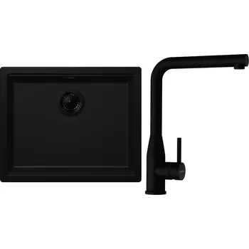 Granitový dřez Set Schock S28-16 (dřez Kiruna N-100L Night + baterie Keto.120 Puro + komponenty Puro)