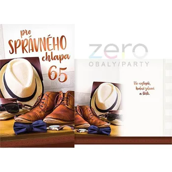 Přání s textem narozeninové 65 + obálka - správný chlap