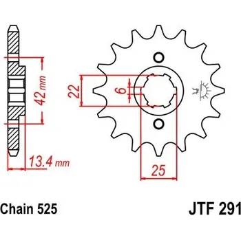 Řetězová sada pro motocykl Řetězové kolečko JT JTF 291-17 17 zubů, 525