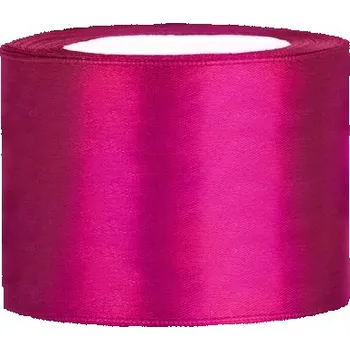 Stuha PartyDeco Stuha saténová fuchsiová 50 mm x 25 m - fuchsiově růžové saténové široké dekorační stuhy 5 cm x 25 m na svatební aranžmá, mašle, dekorace