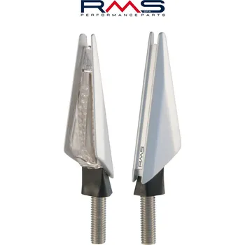 Osvětlení pro motocykl Blinkr RMS 246480390 2 ks, stříbrný vzhled, průhledné sklo Homologace