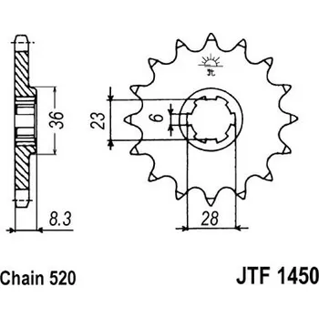 Řetězová sada pro motocykl Řetězové kolečko JT JTF 1450-14 14 zubů, 520