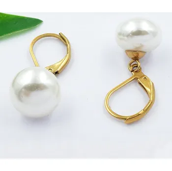 Náušnice Náušnice z chirurgické oceli s lesklou bílou perlou 21030