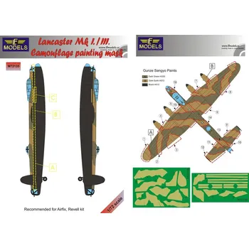 Plastikový model 1/72 Mask Lancaster Mk.I/III. Camouflage (AIR/REV)