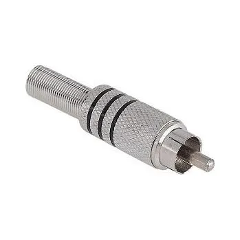 Audio kabel Konektor RCA zástrčka kovová 3 pásky, černá