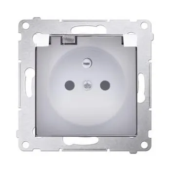 Elektrická zásuvka Zásuvka 250 V Simon 54 premium IP44 s clonkami modul bílá/transparentní