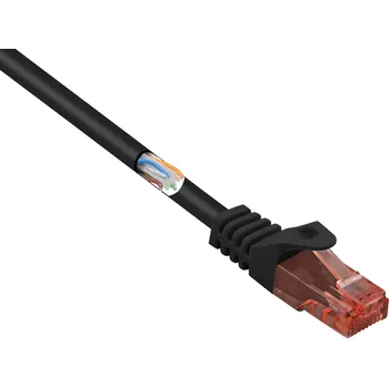 Datový kabel Renkforce RF-5043808 RJ45 síťové kabely, propojovací kabely CAT 6 U/UTP 0.50 m černá s ochranou, bez halogenů 1 ks