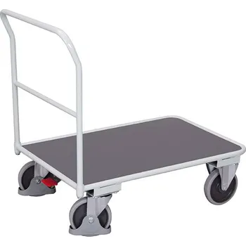 Plošinový vozík Manipulační vozík skladový VARIOfit, 1000 x 700 mm, nosnost 400 kg, barva šedá RAL7035 /deska šedá